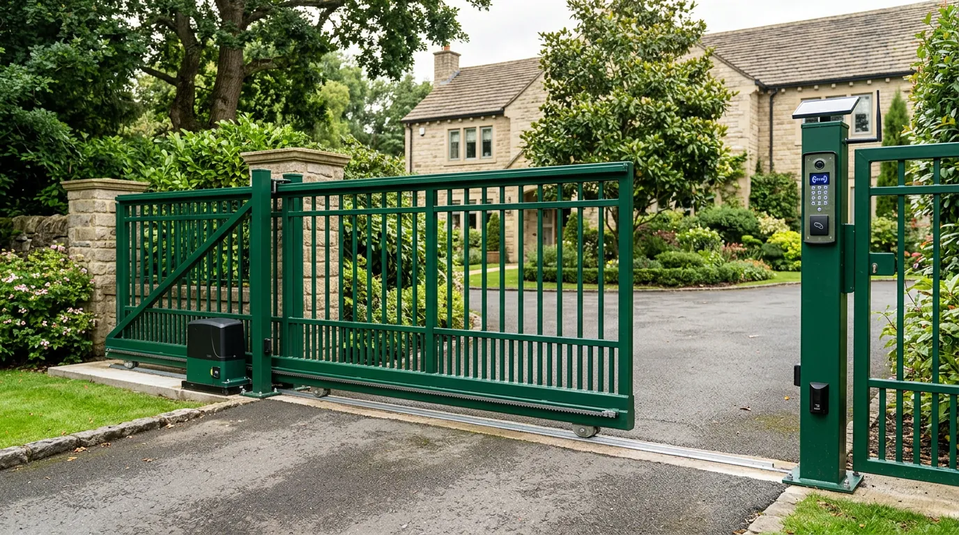 Automatic gate operator and control board installed during a Skagit County gate automation project