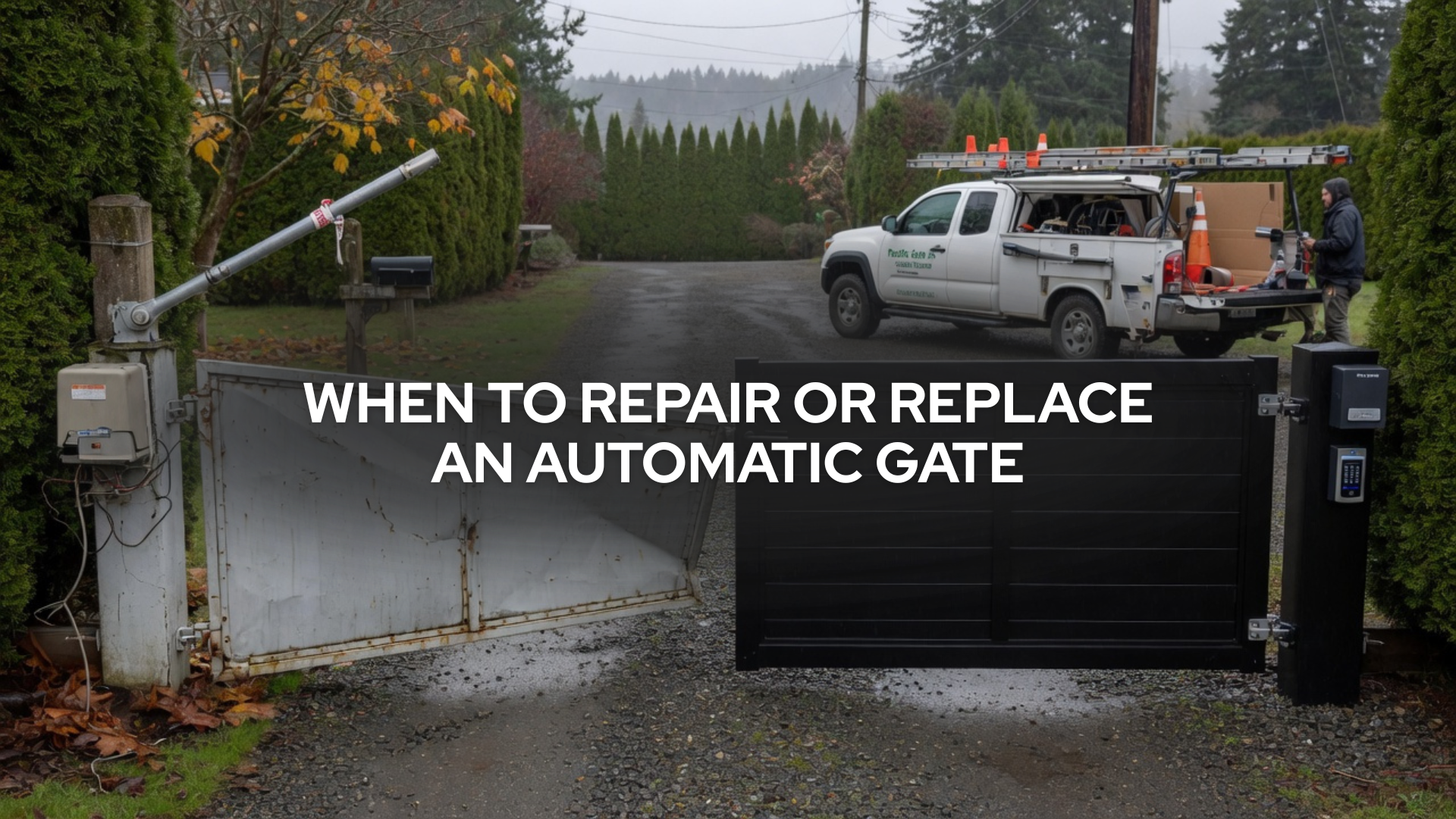 Repair or replace automatic gate Washington State. Automatic swing gate installation Washington State residential home