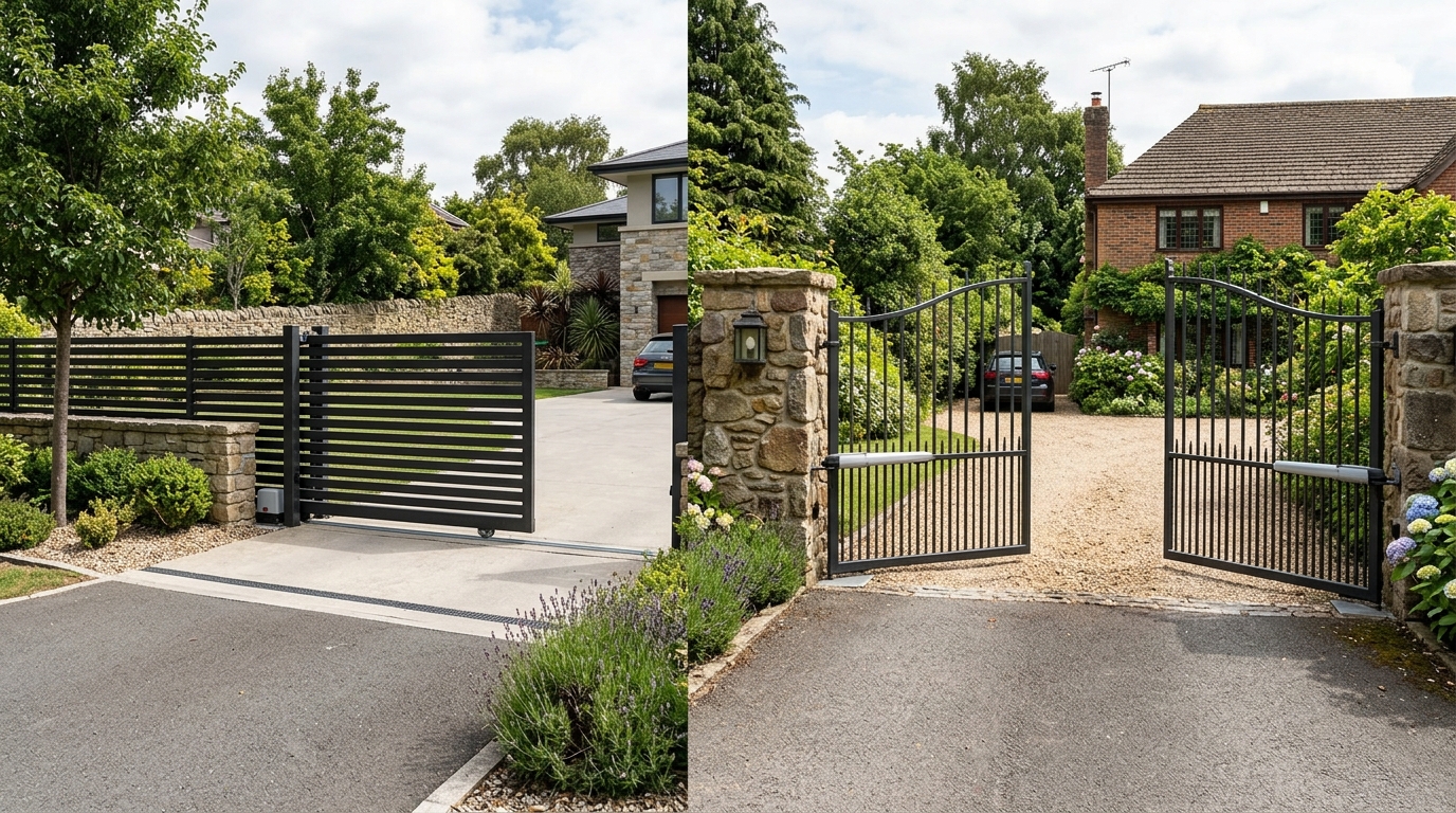 Sliding driveway gate compared with swing gate installation options for Washington State properties