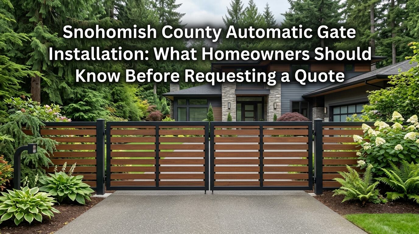 Snohomish County automatic gate installation on a Washington driveway