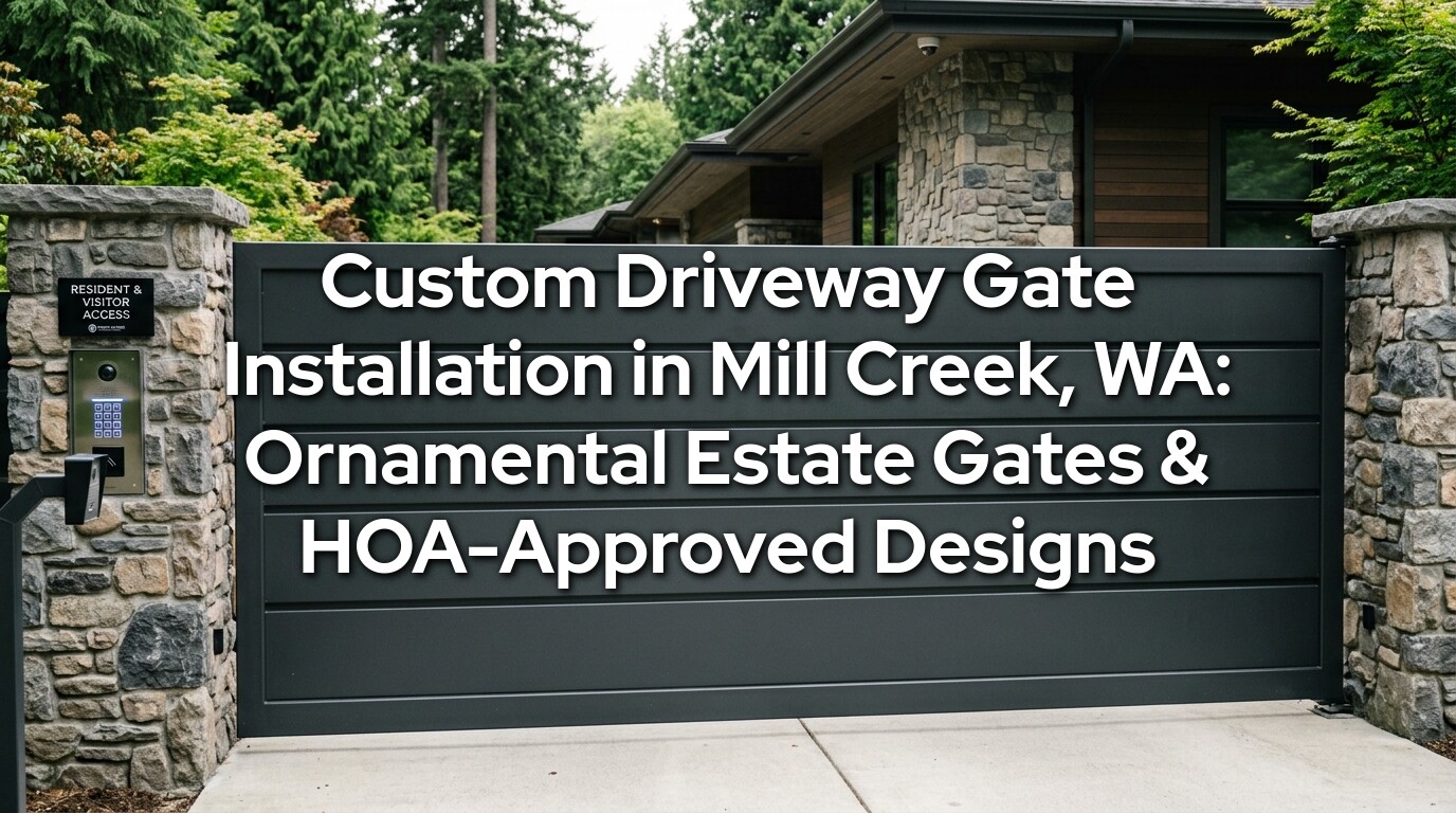 Custom driveway gate Mill Creek WA ornamental estate gate