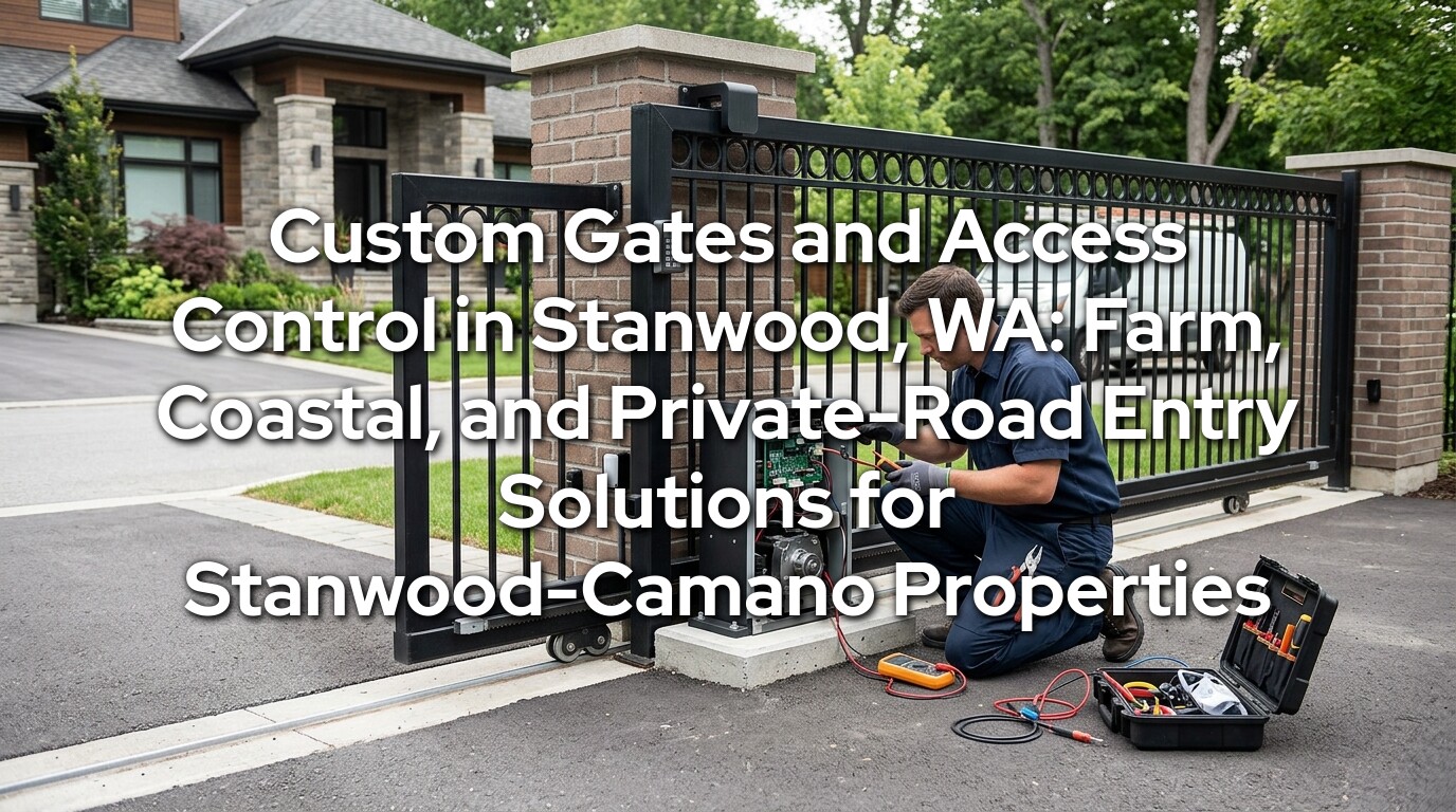 Custom gates Stanwood WA farm and private-road property gate