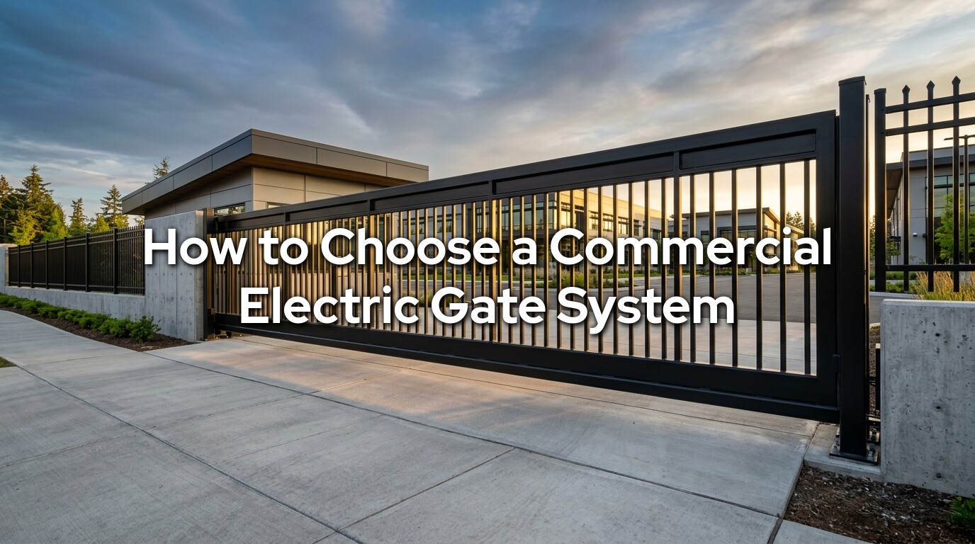 How to choose a commercial gate system - commercial electric gate with badge access and vehicle detection by Emerald Gate Systems in Washington